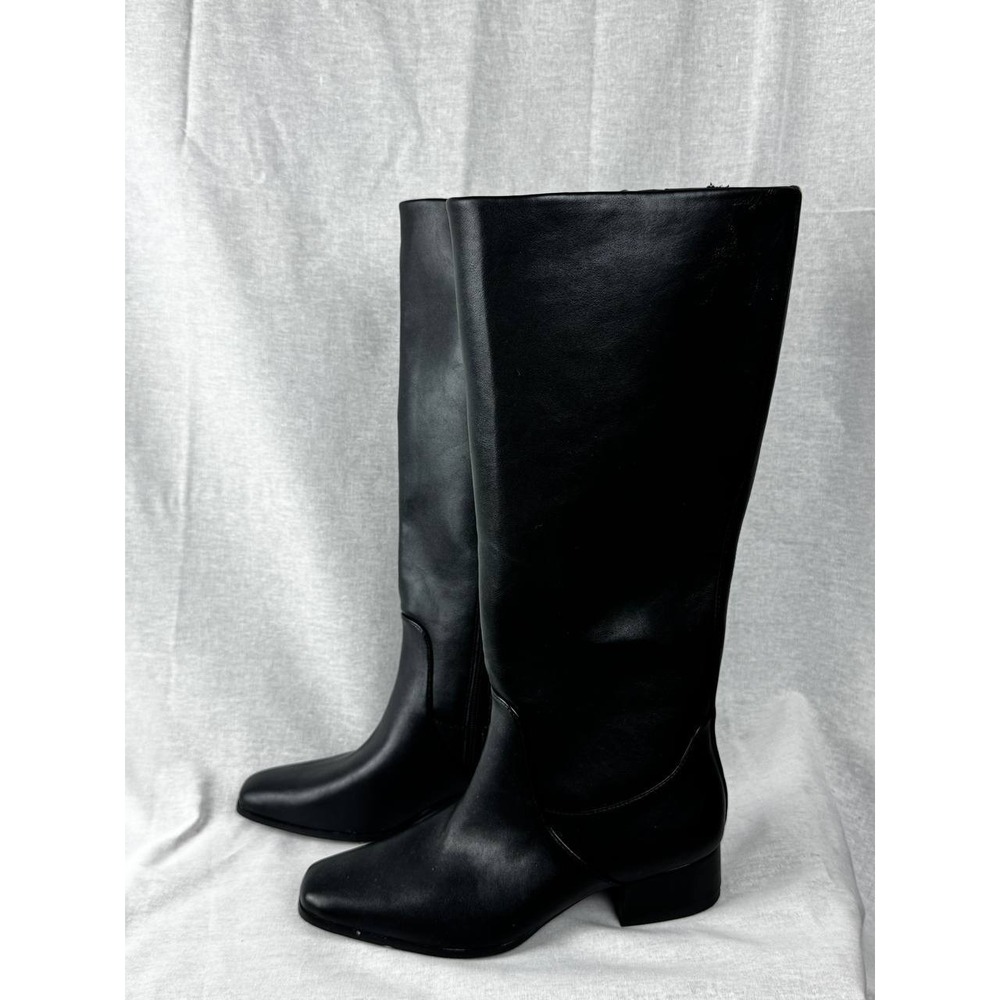 Wild Fable Women Black Faux Leather Knee High Platform Block Heel Boots Size 7